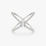 14k Gold Baguette and Round Diamond Illusion Setting Statement Ring Ferkos Fine Jewelry