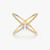 14k Gold Baguette and Round Diamond Illusion Setting Statement Ring 14K Gold Ferkos Fine Jewelry