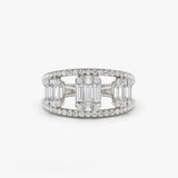 14k Baguette and Round Diamond Illusion Setting Cocktail Ring Ferkos Fine Jewelry