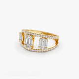 14k Baguette and Round Diamond Illusion Setting Cocktail Ring Ferkos Fine Jewelry