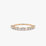 14k Baguette and Round Diamond Alternating Ring 14K Rose Gold Ferkos Fine Jewelry