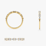 14k Baguette and Round Diamond Alternating Ring Ferkos Fine Jewelry