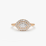 14k East to West Double Halo Marquise Diamond Ring 14K Rose Gold Ferkos Fine Jewelry