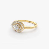 14k East to West Double Halo Marquise Diamond Ring Ferkos Fine Jewelry
