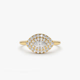 14k East to West Double Halo Marquise Diamond Ring 14K Gold Ferkos Fine Jewelry
