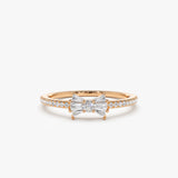 14k Baguette and Round Diamond Bow Ring 14K Rose Gold Ferkos Fine Jewelry