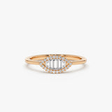 Marquise Baguette Diamond Ring in 14K 14K Rose Gold Ferkos Fine Jewelry