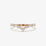 14k Baguette and Round Diamond Chevron Ring 14K Rose Gold Ferkos Fine Jewelry