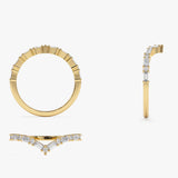 14k Baguette and Round Diamond Chevron Ring Ferkos Fine Jewelry