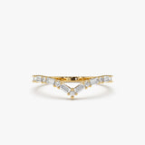 14k Baguette and Round Diamond Chevron Ring 14K Gold Ferkos Fine Jewelry
