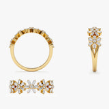 14K Baguette Diamond Multi Flower Design Ring Ferkos Fine Jewelry