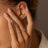 14k Mix Baguette and Round Diamond Crossover Ring Ferkos Fine Jewelry