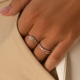 14k Mix Baguette and Round Diamond Crossover Ring Ferkos Fine Jewelry