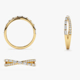 14k Mix Baguette and Round Diamond Crossover Ring Ferkos Fine Jewelry