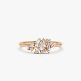 14k Baguette and Round Diamond Dainty Cluster Ring 14K Rose Gold Ferkos Fine Jewelry