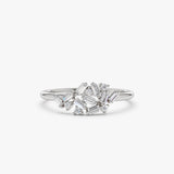 14k Baguette and Round Diamond Dainty Cluster Ring Ferkos Fine Jewelry