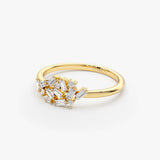 14k Baguette and Round Diamond Dainty Cluster Ring Ferkos Fine Jewelry