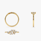 14k Baguette and Round Diamond Dainty Cluster Ring Ferkos Fine Jewelry
