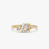 14k Baguette and Round Diamond Dainty Cluster Ring 14K Gold Ferkos Fine Jewelry