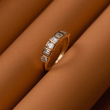14k Bezel Setting Emerald Cut Diamond Wedding Band Ferkos Fine Jewelry