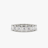 14k Bezel Setting Emerald Cut Diamond Wedding Band Ferkos Fine Jewelry