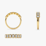 14k Bezel Setting Emerald Cut Diamond Wedding Band Ferkos Fine Jewelry