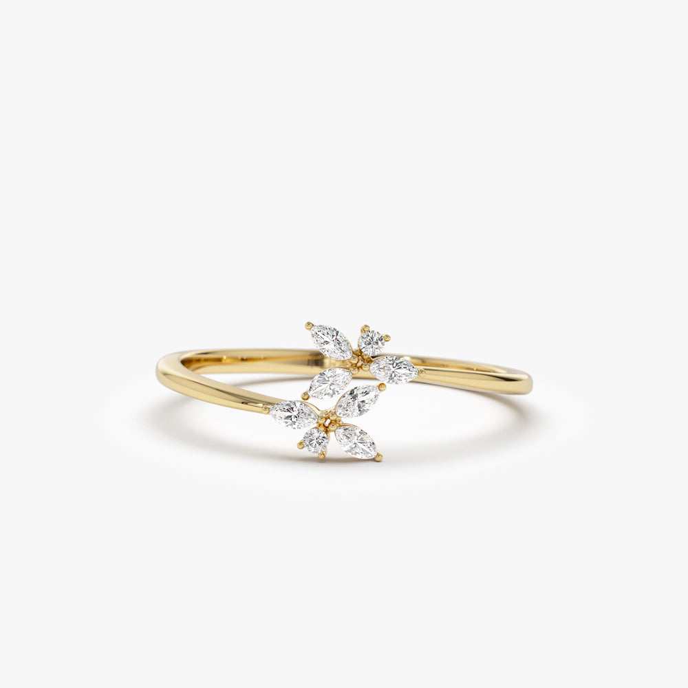 14k Marquise Diamond Trendy Stackable Ring