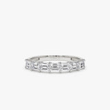 14k Prong Horizontal Set Emerald Cut Diamond Wedding Band Ferkos Fine Jewelry
