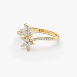 Marquise Diamond Flower Bypass Ring in 14k Ferkos Fine Jewelry