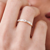 14k Half Bezel Emerald Cut Diamond Wedding Band 0.75 ctw Ferkos Fine Jewelry