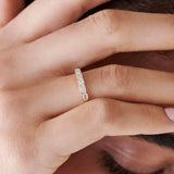 14k Half Bezel Emerald Cut Diamond Wedding Band 0.75 ctw Ferkos Fine Jewelry