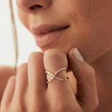 Baguette & Round Diamond Crisscross Ring in 14k Gold Ferkos Fine Jewelry
