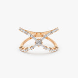 Baguette & Round Diamond Crisscross Ring in 14k Gold 14K Rose Gold Ferkos Fine Jewelry