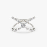 Baguette & Round Diamond Crisscross Ring in 14k Gold Ferkos Fine Jewelry