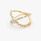Baguette & Round Diamond Crisscross Ring in 14k Gold Ferkos Fine Jewelry