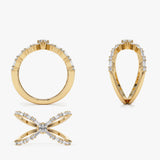 Baguette & Round Diamond Crisscross Ring in 14k Gold Ferkos Fine Jewelry
