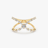 Baguette & Round Diamond Crisscross Ring in 14k Gold 14K Gold Ferkos Fine Jewelry