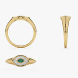 14k Marquise Shaped Emerald and Baguette Diamond Ring Ferkos Fine Jewelry