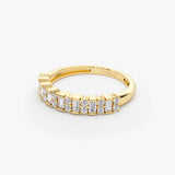 14k Vertical Baguette and Round Diamond Wedding Band Ferkos Fine Jewelry