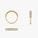 14k Vertical Baguette and Round Diamond Wedding Band Ferkos Fine Jewelry