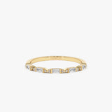 14k Stackable Dainty Baguette Diamond Ring 14K Gold Ferkos Fine Jewelry