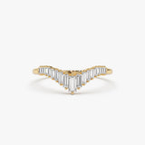 14K Baguette Diamond Curved Tiara Ring 14K Gold Ferkos Fine Jewelry
