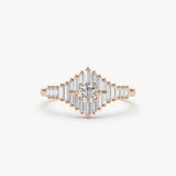 14k Art Deco Inspired Baguette Diamond Ring 14K Rose Gold Ferkos Fine Jewelry