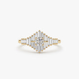 14k Art Deco Inspired Baguette Diamond Ring 14K Gold Ferkos Fine Jewelry