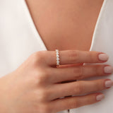 14k Pear Shaped & Tapered Baguette Diamond Anniversary Ring Ferkos Fine Jewelry