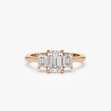 1.50 ctw 14k Emerald Cut Lab Grown Diamond Three Stone Engagement Ring - Julie Ferkos Fine Jewelry