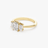 1.50 ctw 14k Emerald Cut Lab Grown Diamond Three Stone Engagement Ring - Julie Ferkos Fine Jewelry
