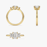 1.50 ctw 14k Emerald Cut Lab Grown Diamond Three Stone Engagement Ring - Julie Ferkos Fine Jewelry