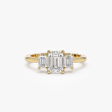 1.50 ctw 14k Emerald Cut Lab Grown Diamond Three Stone Engagement Ring - Julie 14K Gold Ferkos Fine Jewelry