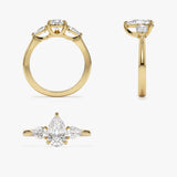 1.50 ctw 14k Pear Shaped Lab Grown Diamond Three Stone Engagement Ring - Emma Ferkos Fine Jewelry